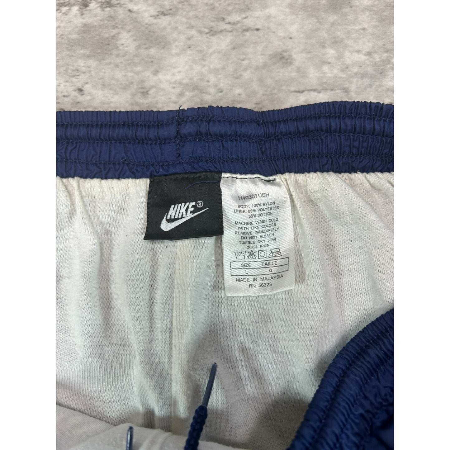 Vintage 90s Nike Tonal Embroidered Logo Track Pants Size Large Navy Blue