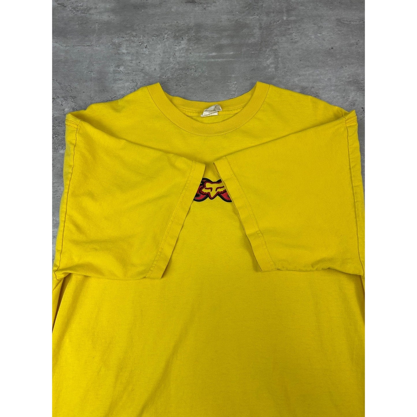 Vintage Fox Racing Motocross Flame Logo Graphic T-Shirt Size XL Yellow
