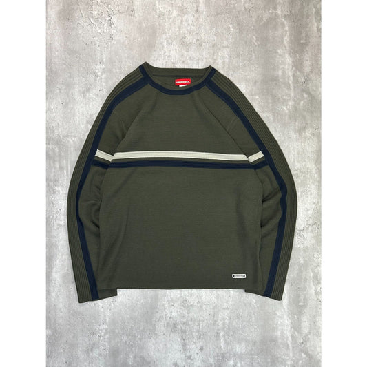 Vintage Union Bay Solid Striped Pullover Knit Sweater Size XL