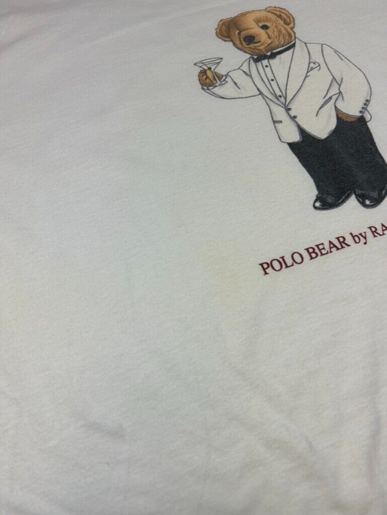 Vintage 90s Polo Bear By Ralph Lauren Graphic T-Shirt Size XL White