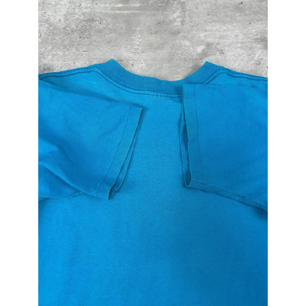 Vintage 90s Hummingbird Flower Nature Graphic T-Shirt Size Large Blue