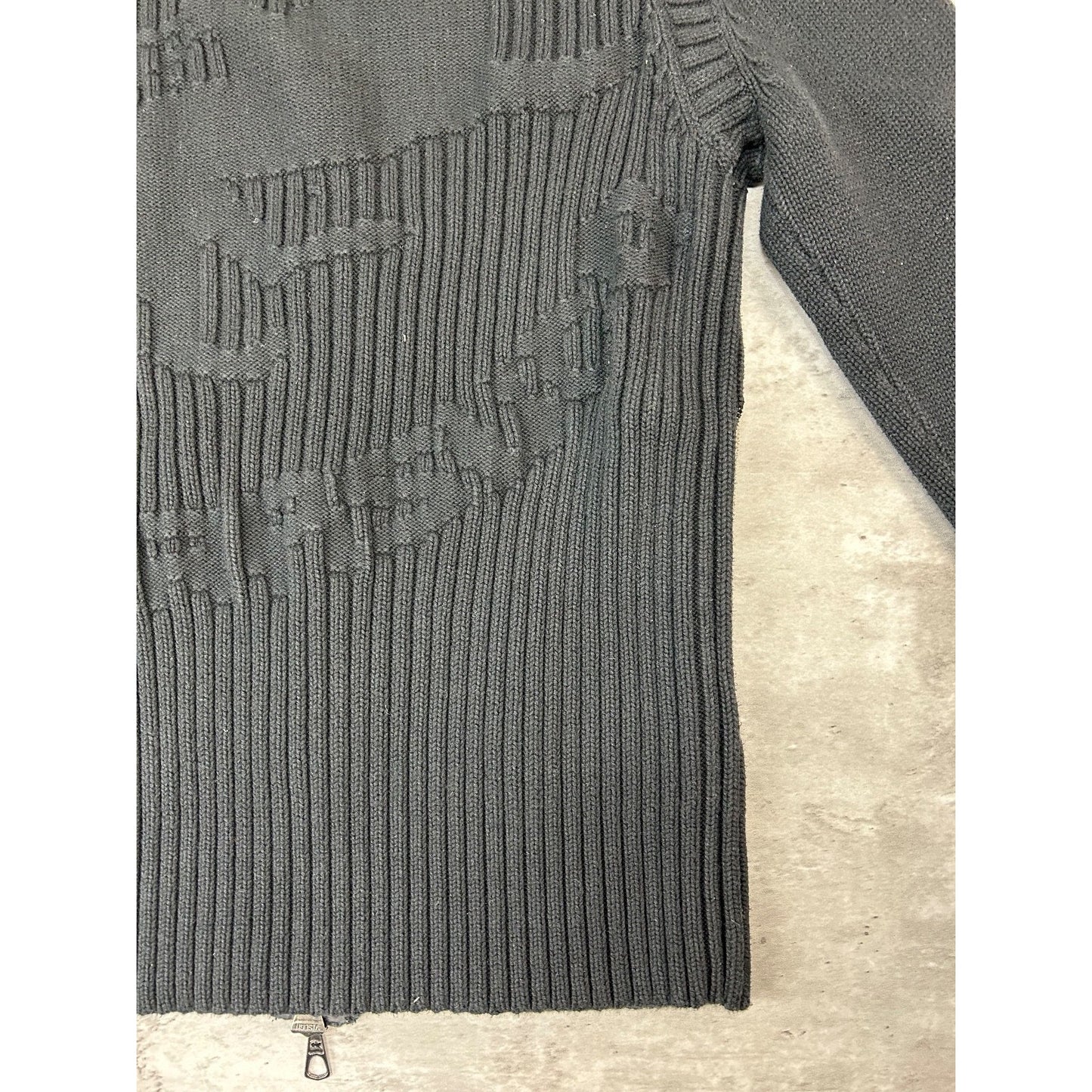 Vintage Parasuco Contrast Stitch Full Zip Collared Knit Sweater Size Small