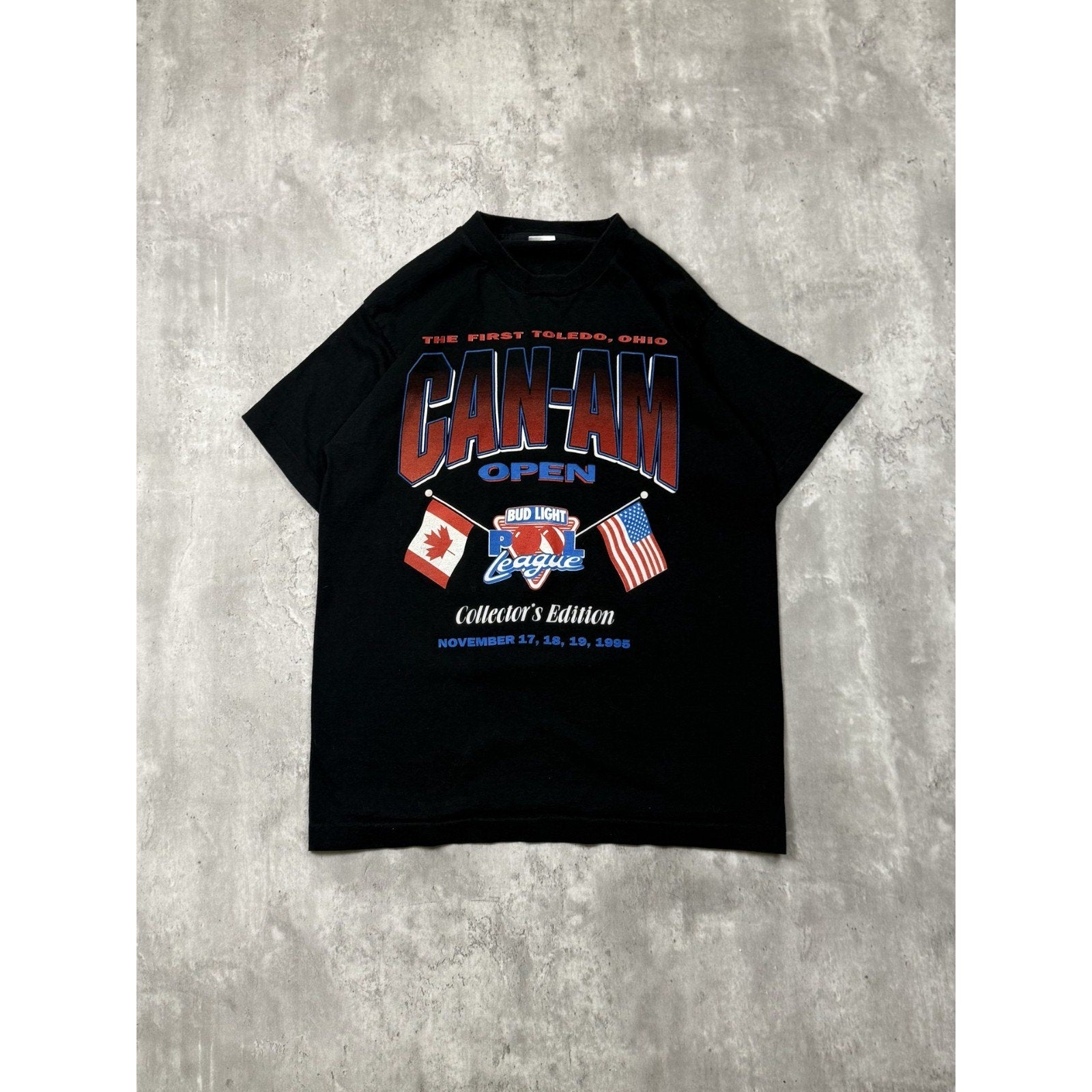Vintage 1995 Can-Am Open Bud Light Pool League Graphic T-Shirt Size Medium