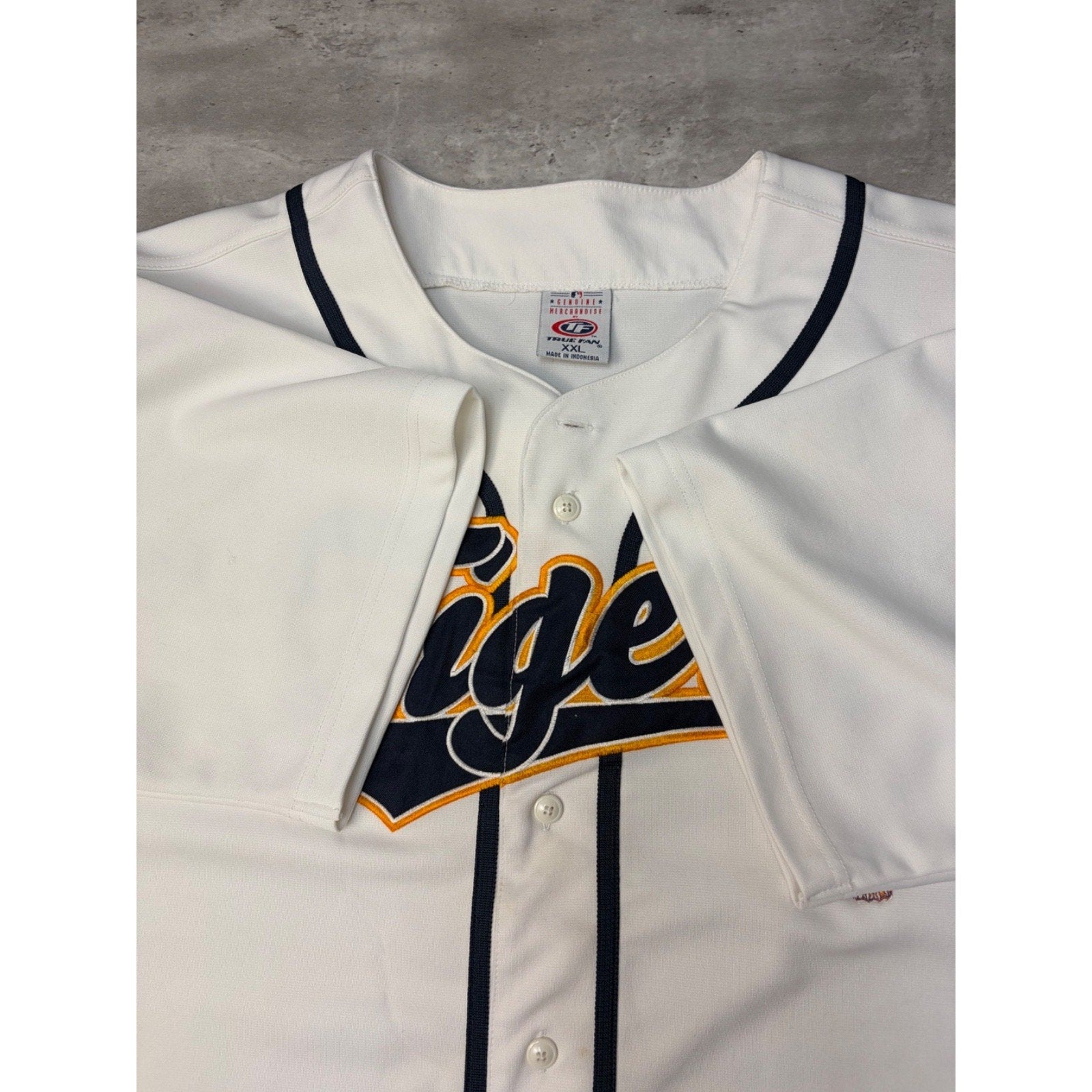 Vintage Detroit Tigers MLB Stitched Tailsweep Spellout Baseball Jersey Size 2XL