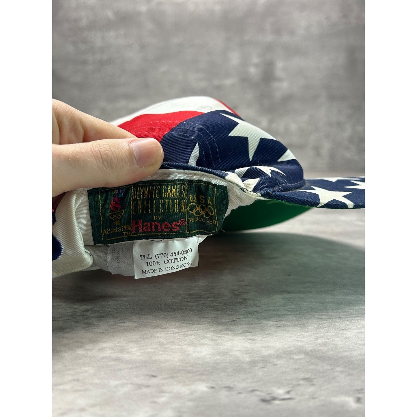 Vintage 1996 Atlanta Olympics American Flag All Over Print Snapback Hat OSFA