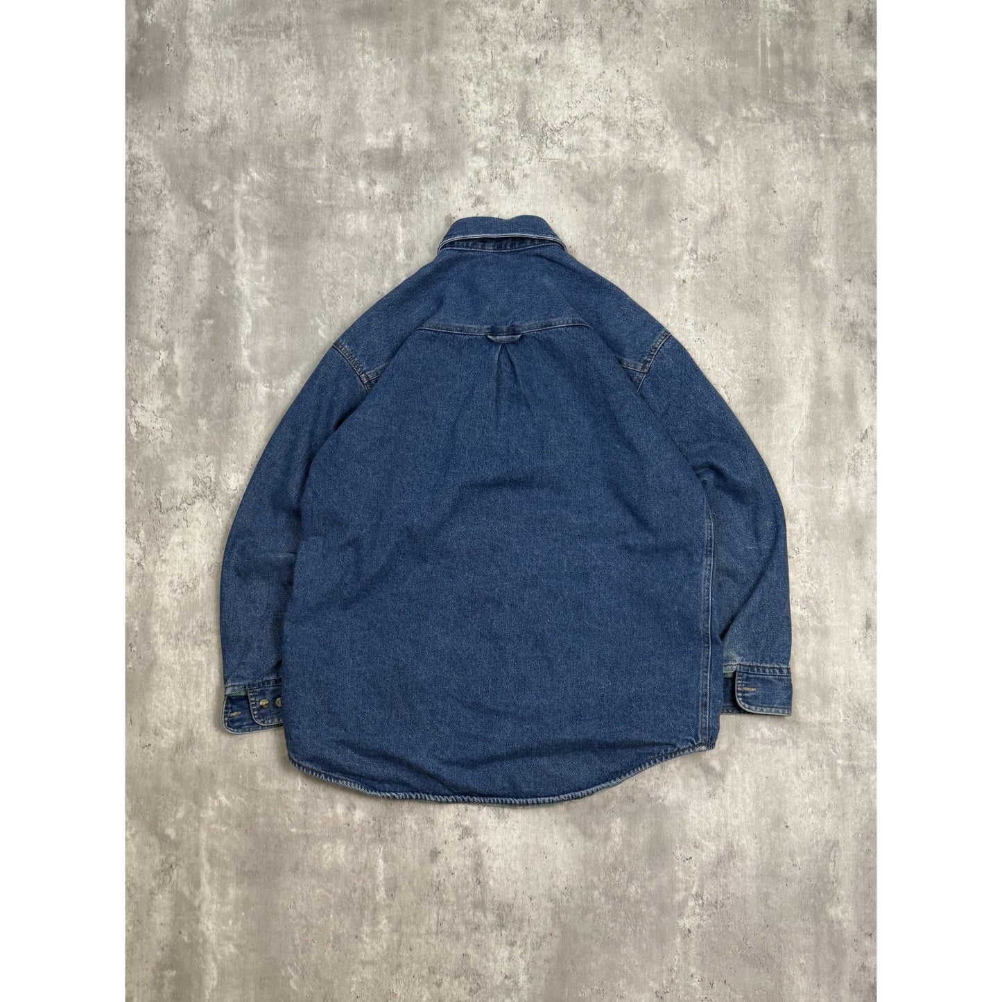 Vintage Woolrich Plaid Lined Dark Wash Denim Long Sleeve Button Up Shirt Small