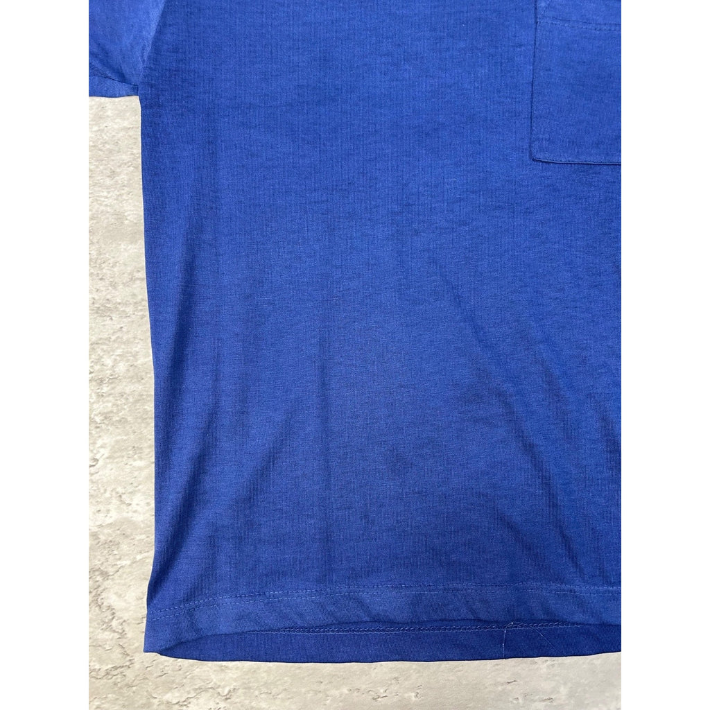 Vintage 80s/90s Class Navy Blue Blank Pocket T-Shirt Size Medium
