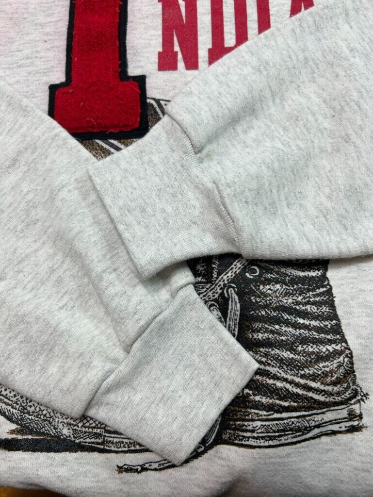 Vintage 90s Indiana Hosiers NCAA Basketball Graphic Sweatshirt Size Large Gray