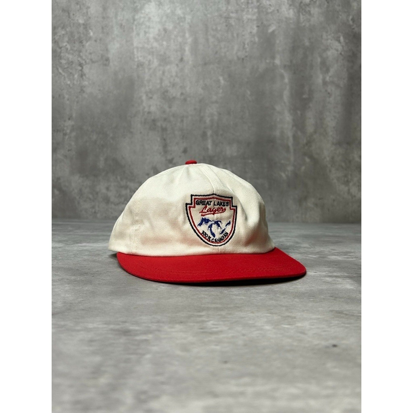 Vintage 90s Great Lakes Lager Embroidered Beer Promo Strapback Hat OSFA