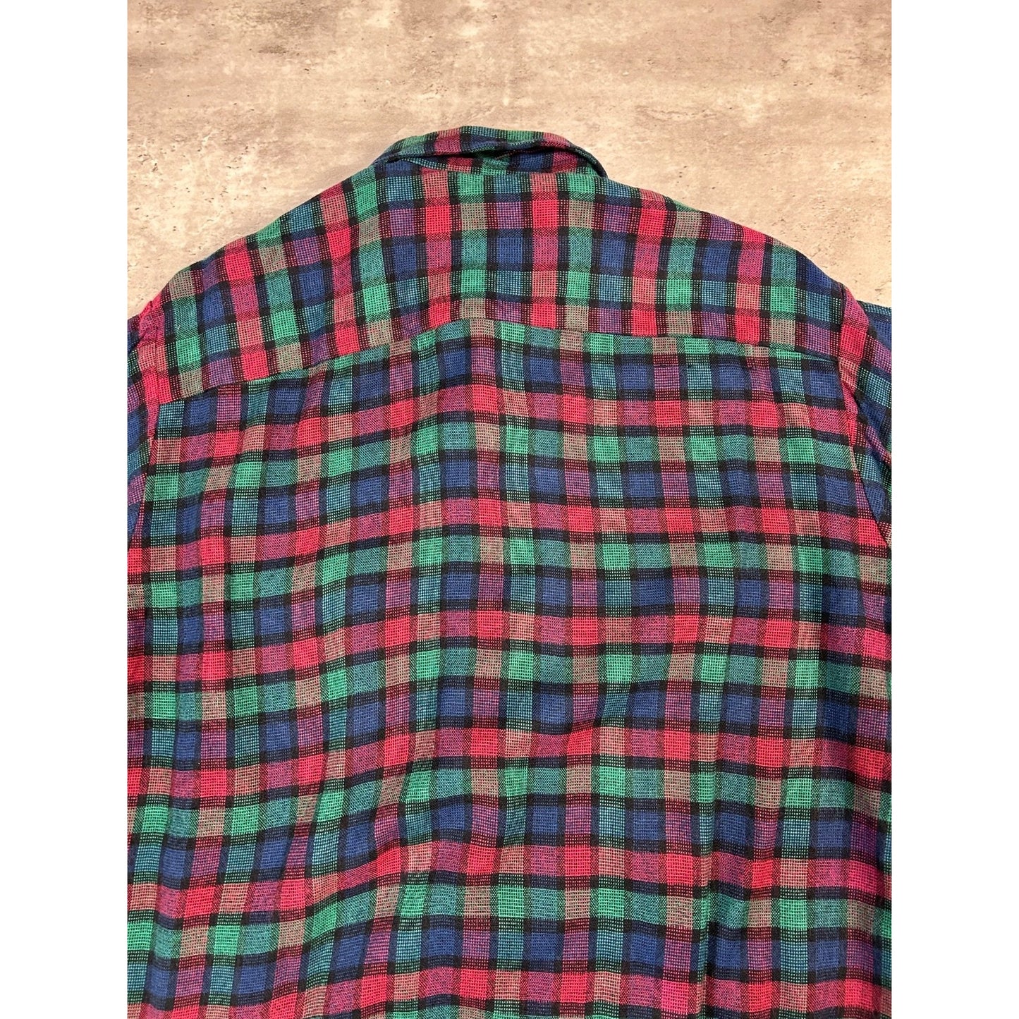 Vintage 90s Van Heusen Plaid Double Pocket Long Sleeve Button Up Shirt Sz Large