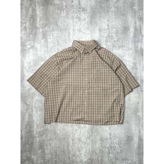 Vintage Brittany Bay Plaid Reworked Cropped Button Up Shirt Size XL