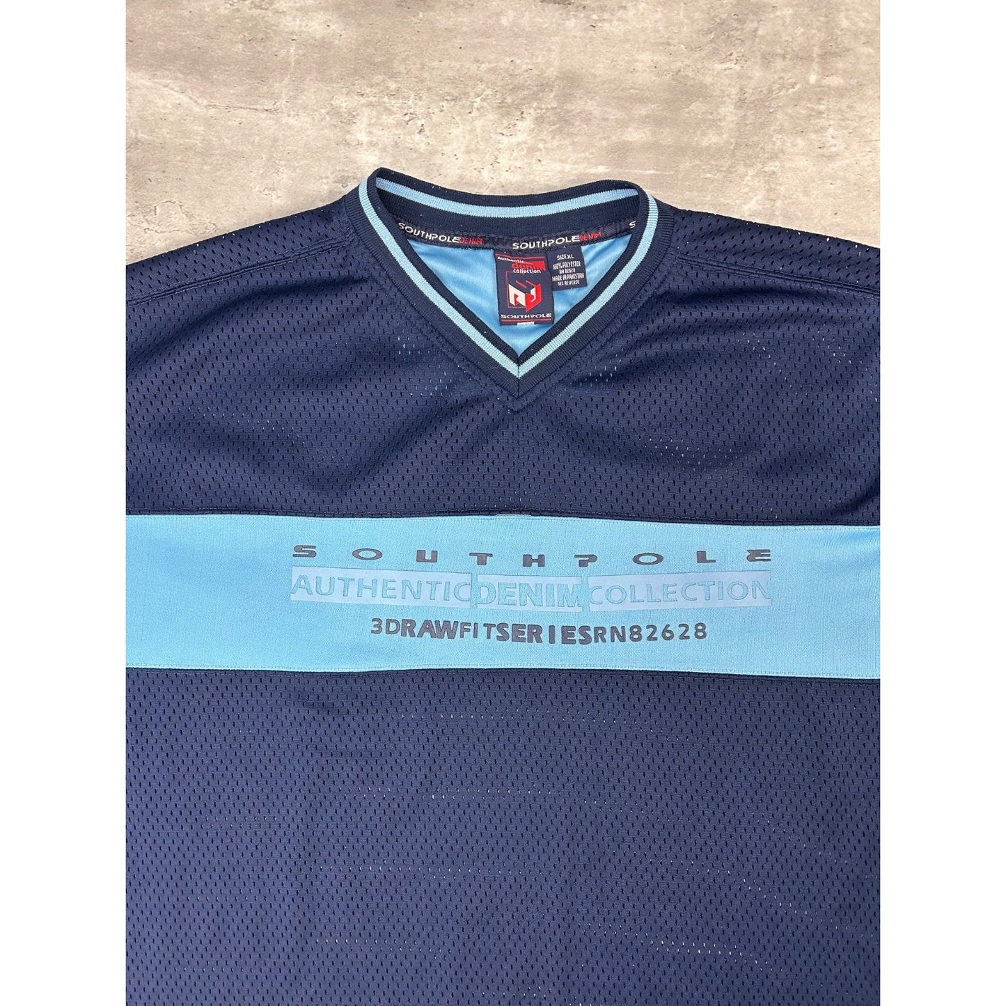 Vintage Y2K Southpole Two Tone Spellout Football Jersey Size XL Blue