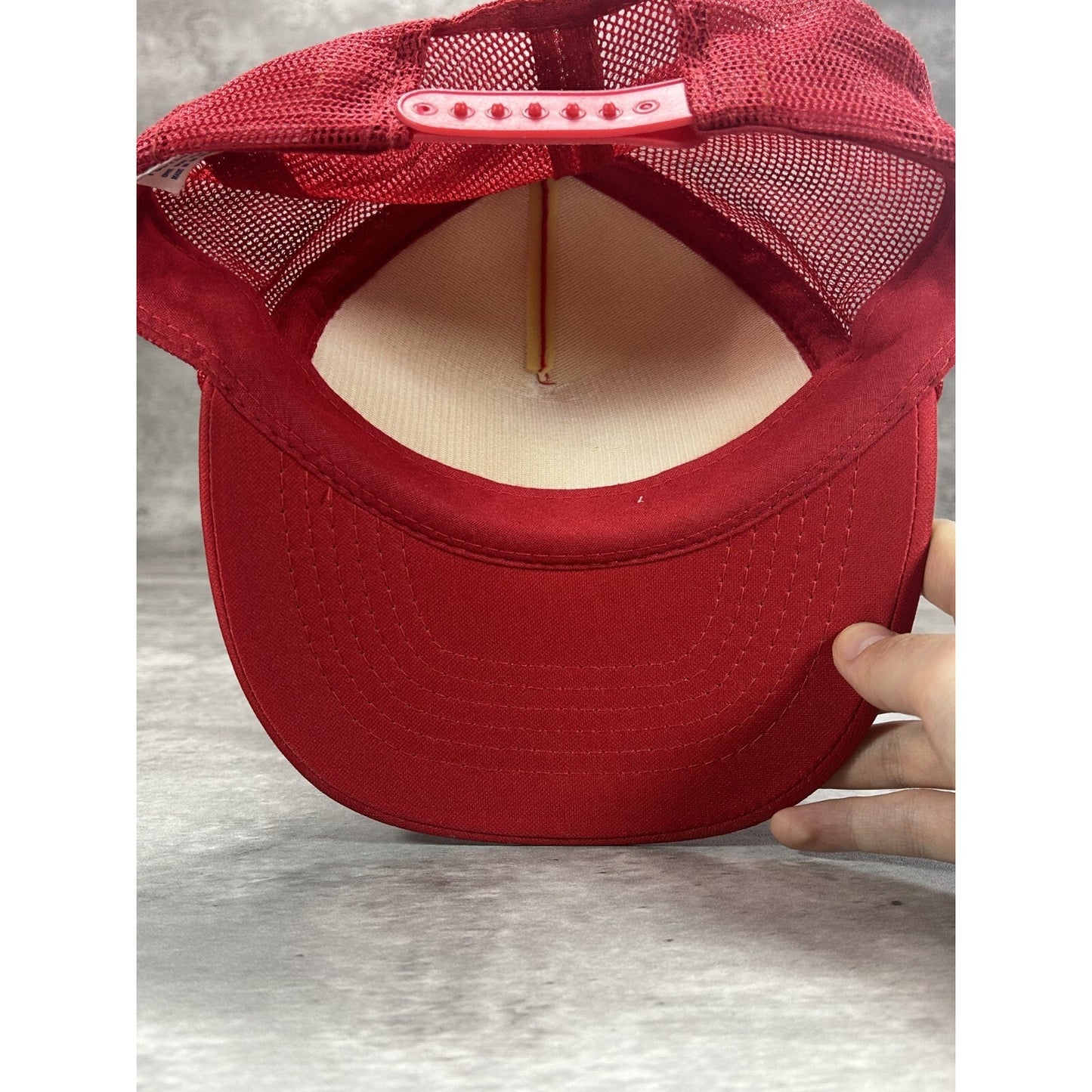 Vintage 1980s Crudo Bros Graphic Spellout Trucker Snapback Hat OSFA Red