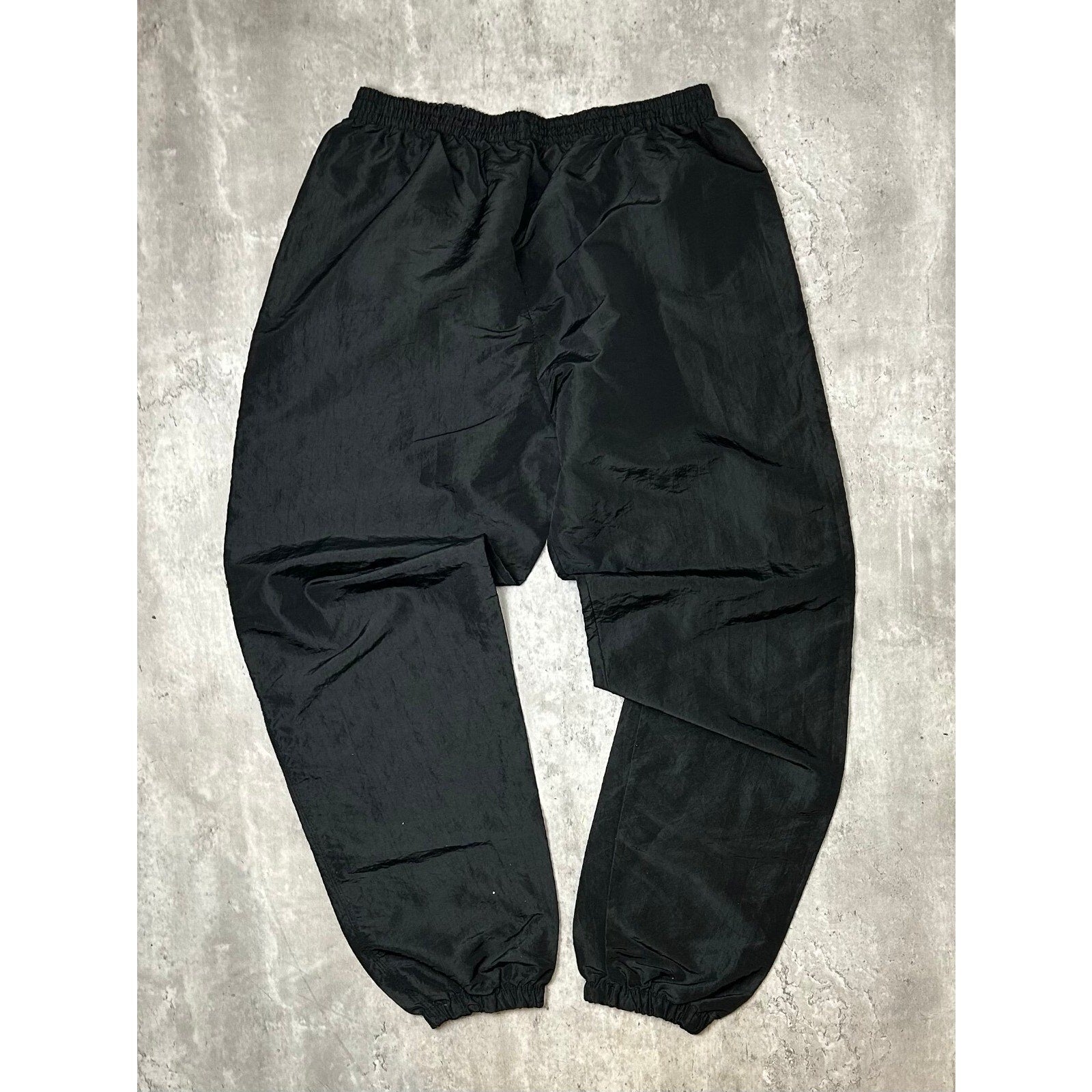 Vintage 90s Surf Style Embroidered Patch Nylon Track Pants Size XL Black