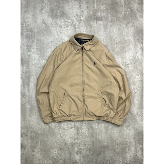 Vintage Polo Ralph Lauren Embroidered Pony Harrington Jacket Size Medium Beige