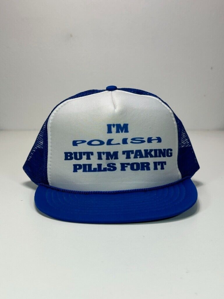 Vintage 80s/90s Im Polish Comedy Slogan Graphic Trucker Snapback Hat OSFA