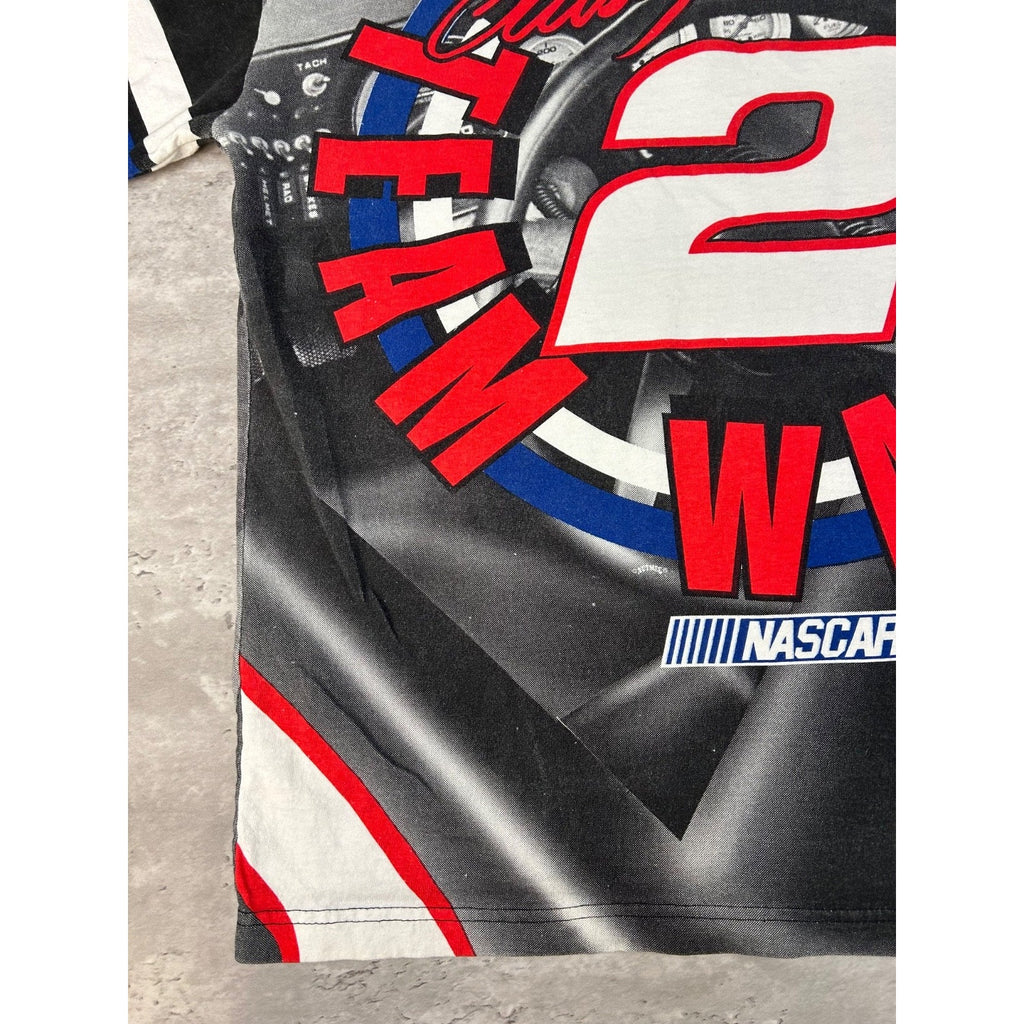 Vintage 90s Rusty Wallace #2 Miller Lite Nascar All Over Print T-Shirt Sz Large
