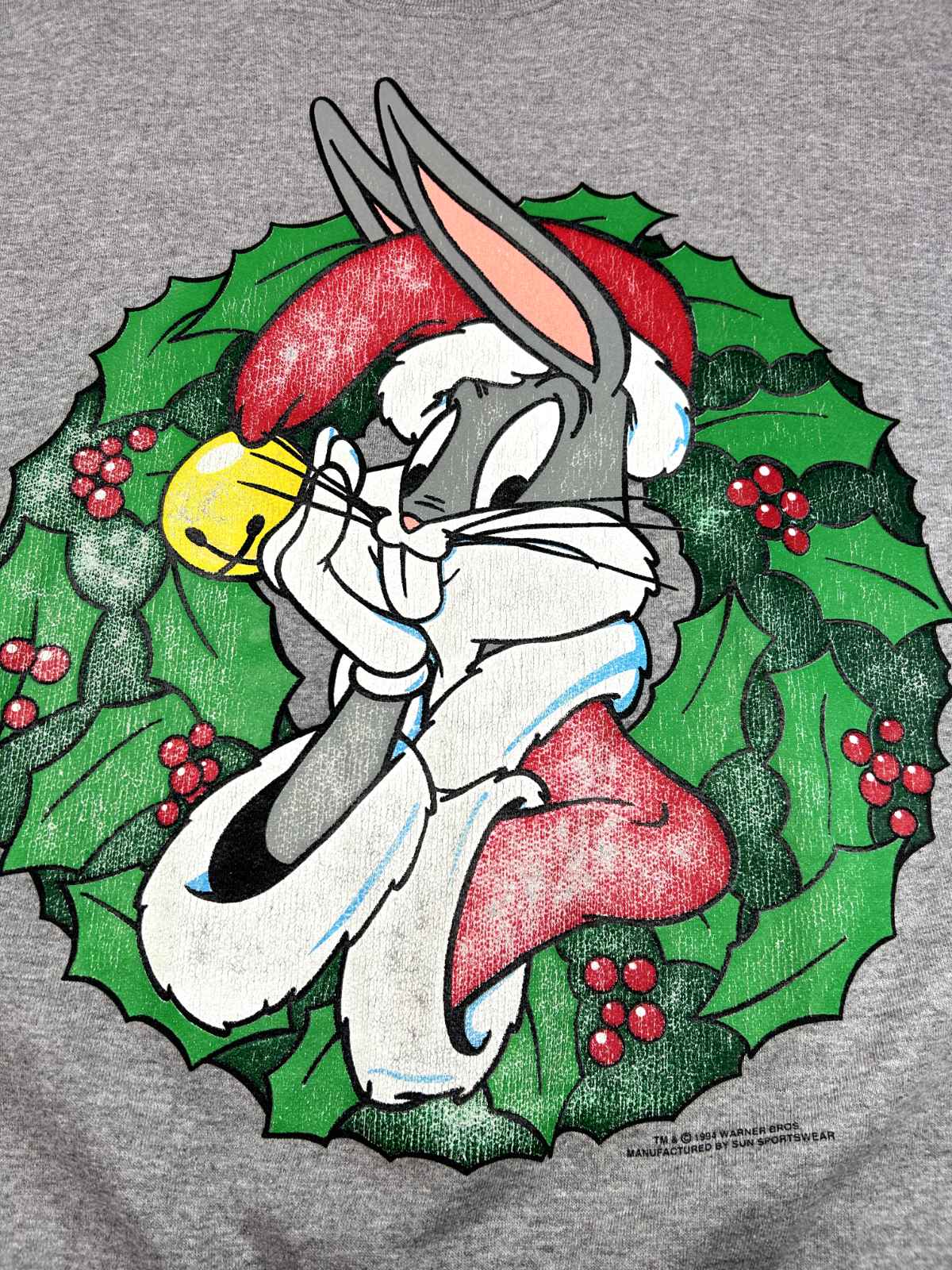 Vintage 1994 Bugs Bunny Looney Tunes Christmas Graphic Sweatshirt Size Large