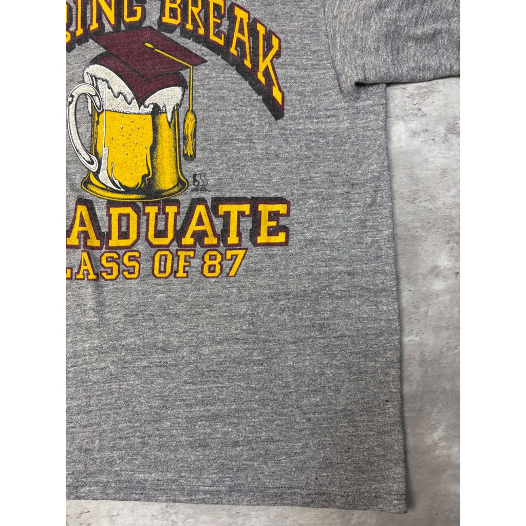 Vintage 1987 Daytona Beach Spring Break Graduate Beer Graphic T-Shirt Size Large