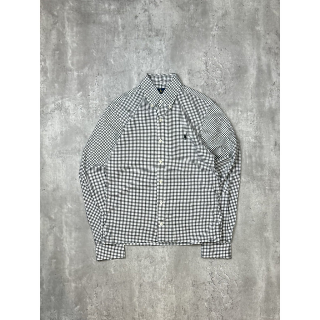 Polo Ralph Lauren Checkered Print Reworked Cropped Button Up Shirt Size Small