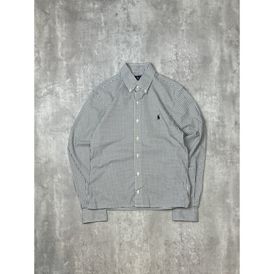 Polo Ralph Lauren Checkered Print Reworked Cropped Button Up Shirt Size Small