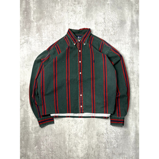 Vintage Polo Ralph Lauren Striped Reworked Cropped Button Up Shirt Size XL