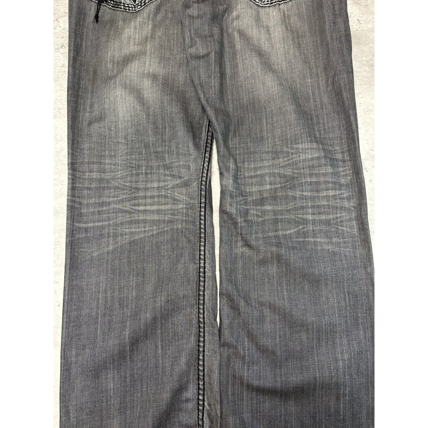 Vintage Y2K Prestige Embroidered Pocket Black Denim Pants Size 38