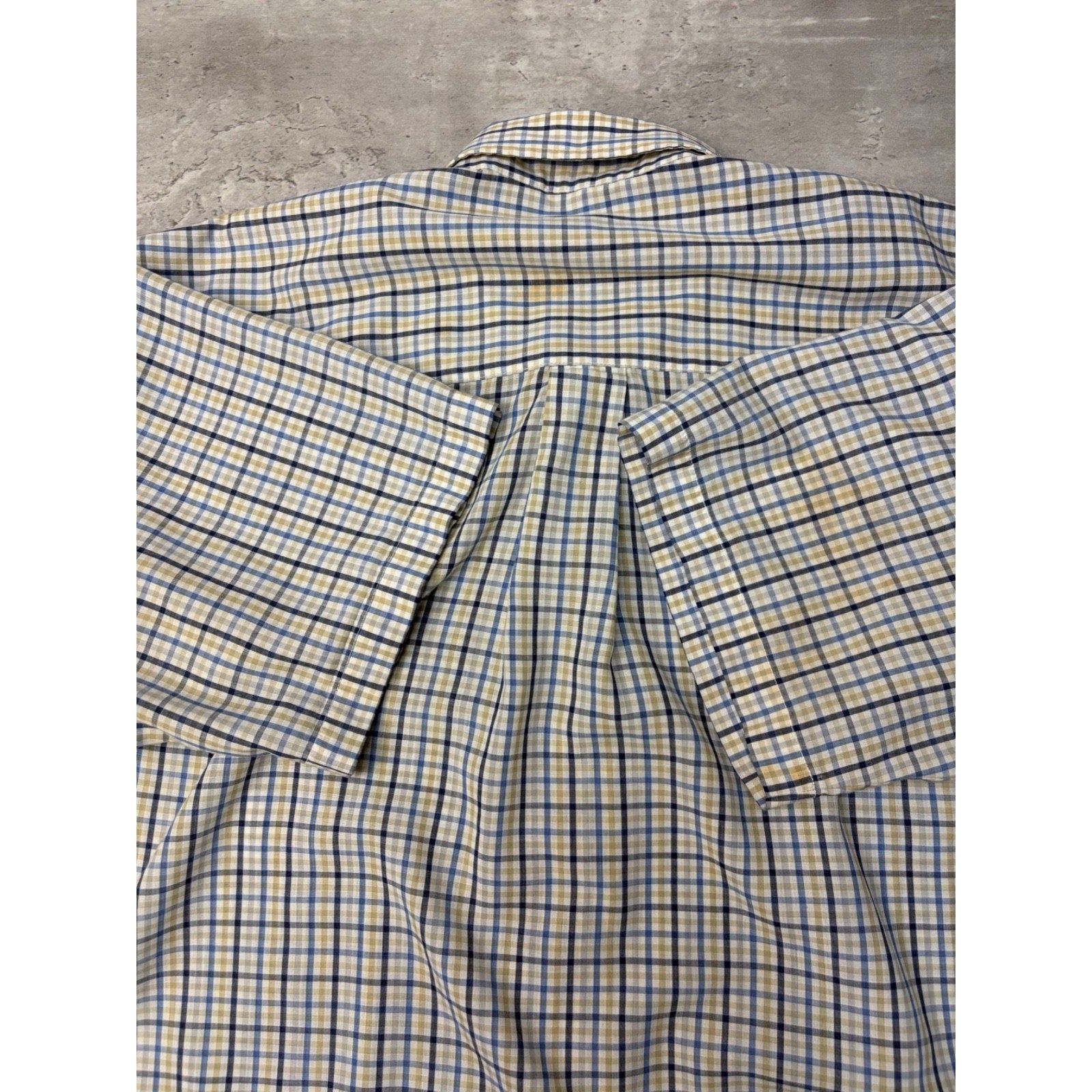 Vintage Van Heusen Single Pocket Plaid Cropped Button Up Shirt Size Large