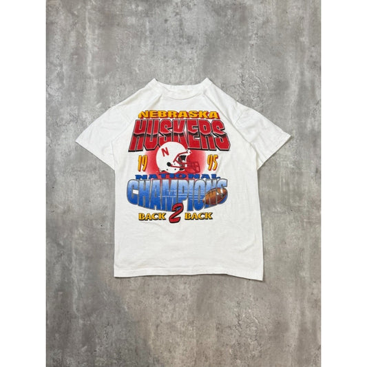 Vintage 1995 Nebraska Cornhuskers NCAA Back 2 Back Champs T-Shirt Size Medium