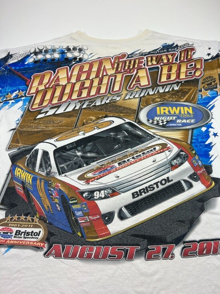 Bristol Motor Speedway Nascar Racing All Over Print Graphic T-Shirt Size 2XL