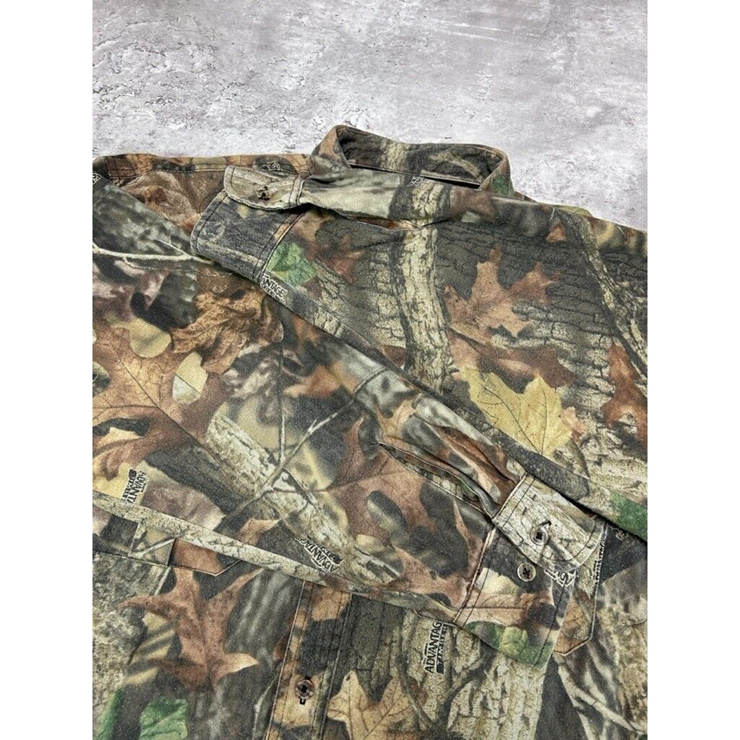 Vintage Cabelas Advantage Timber Camo Lined Hunting Button Up Shirt Size XL