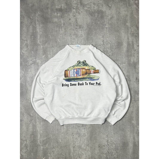 Vintage 90s Budweiser Bring Some Back To Your Pad Frog Sweatshirt Size XL