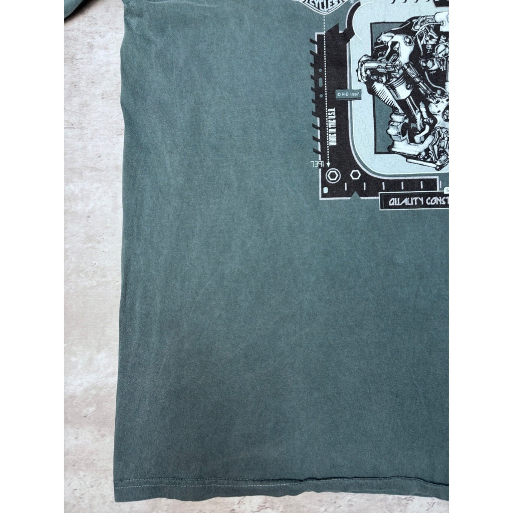 Vintage Harley Davidson Knucklehead Engine Graphic T-Shirt Size Large