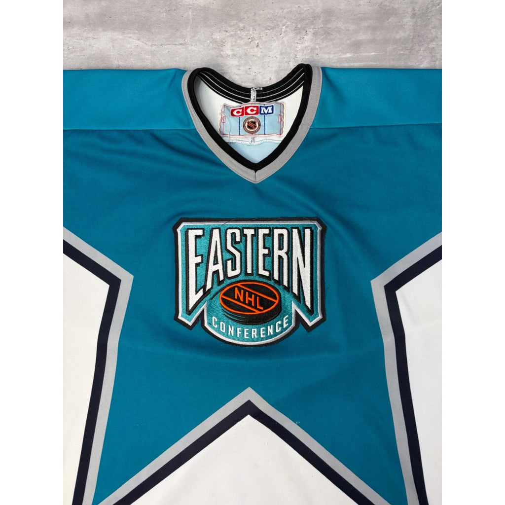 Vintage NHL Eastern Conference Embroidered Graphic CCM Hockey Jersey Size XL