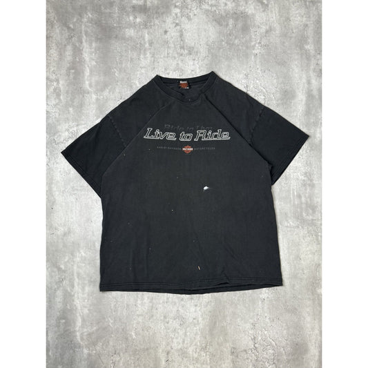 Vintage 2001 Harley Daivdson Live To Ride Spellout Graphic T-Shirt Size XL