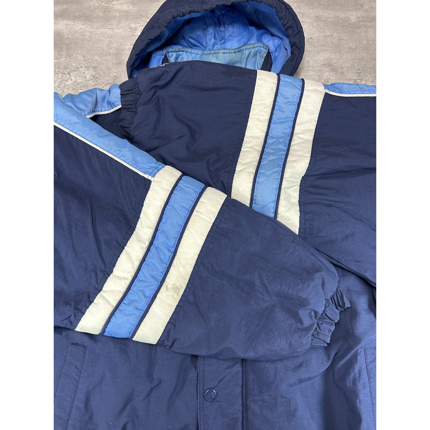 Vintage 90s UNC Tarheels NCAA Insulated Full Zip Hooded Starter Jacket Size 2XL