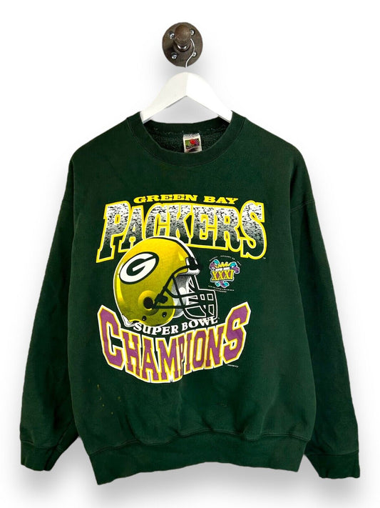 Vintage 1996 Green Bay Packers NFL Super Bowl XXXI Helmet Sweatshirt Size XL