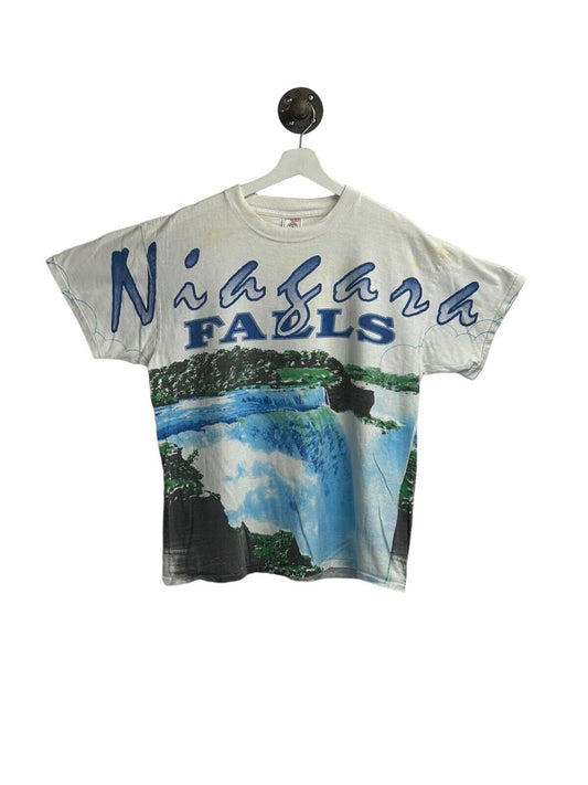 Vintage 90s Niagara Falls Waterfall Destination AOP T-Shirt Size XL White