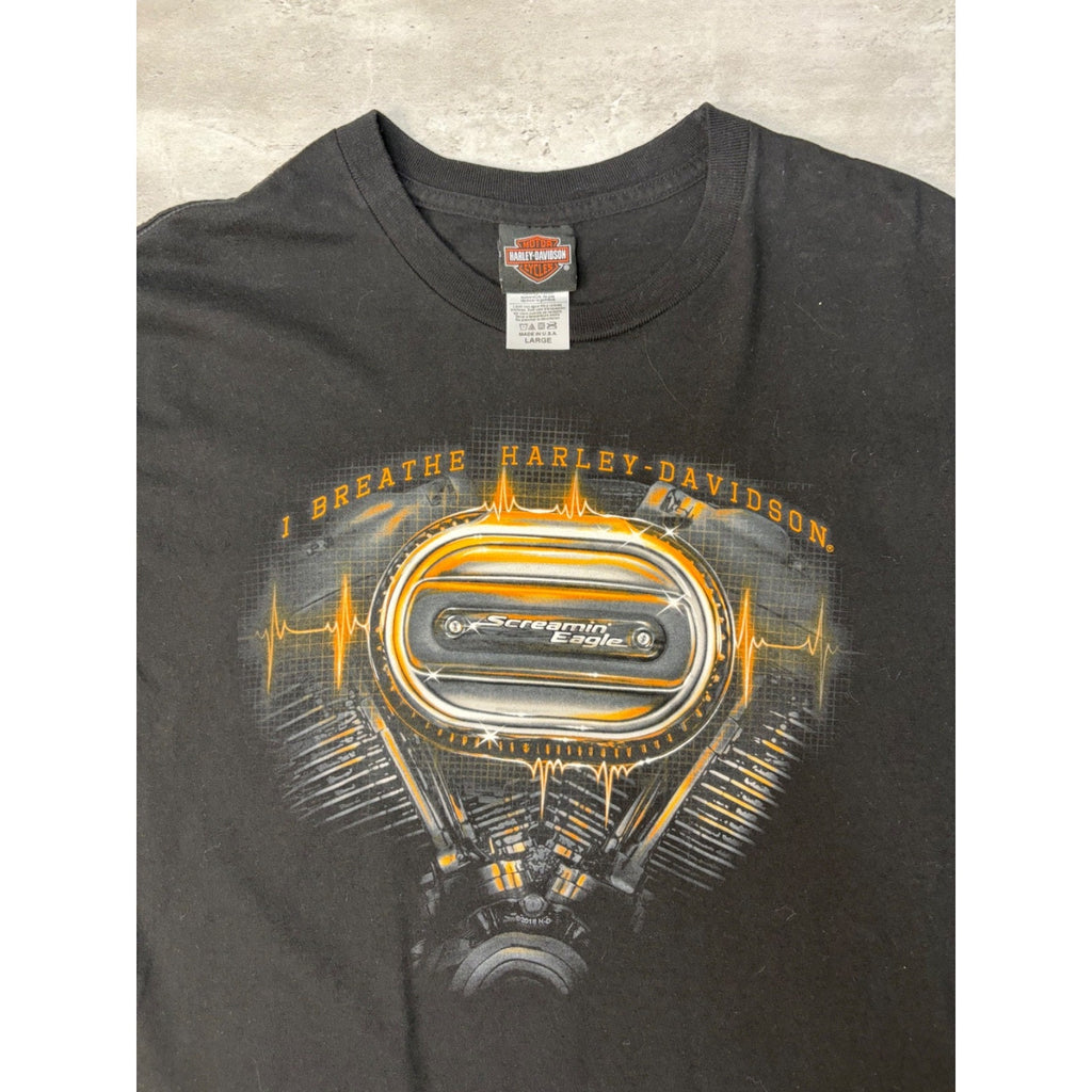 I Breathe Harley Davidson Screamin' Eagle Graphic T-Shirt Size Large