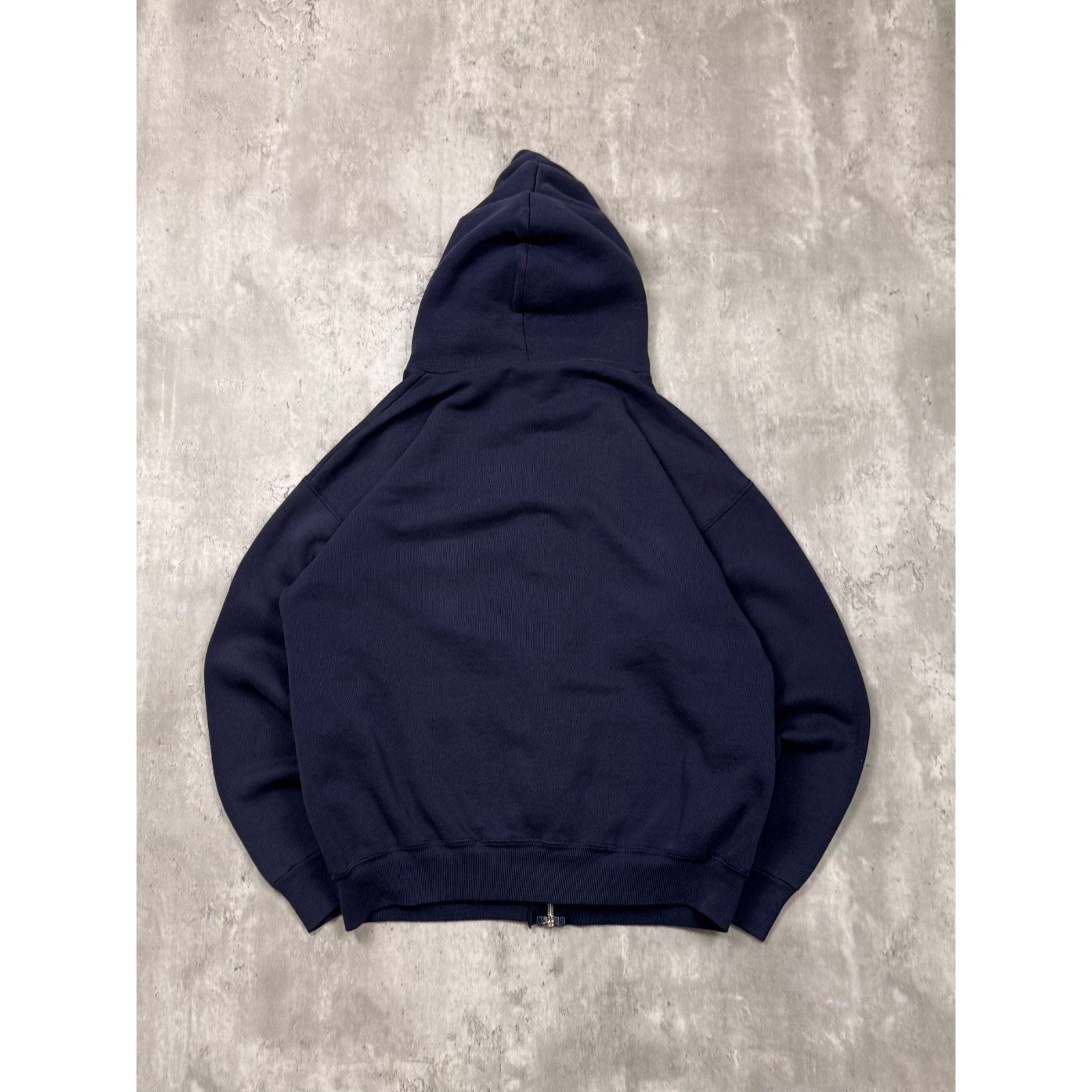 Vintage 90s Discus Athletic Blank Full Zip Navy Hooded Sweatshirt Size Medium