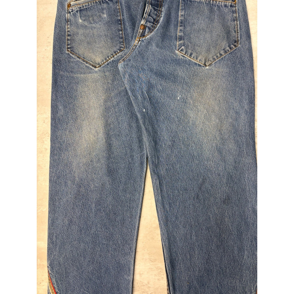 Vintage Y2K Evisu Two Tone Pocket Logo Medium Wash Denim Pants Size 40