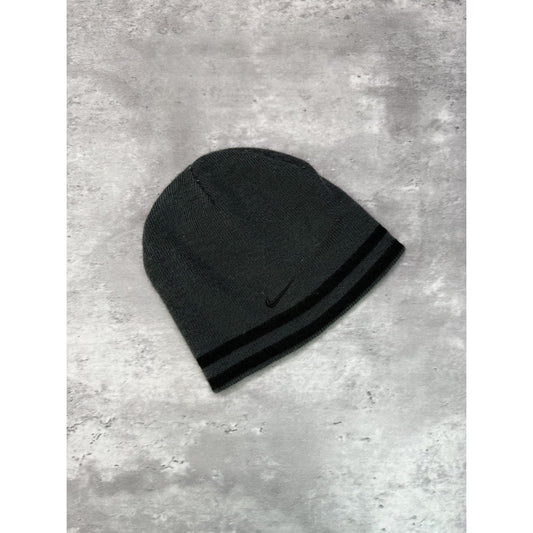 Vintage 2000s Nike Embroidered Swoosh Striped Two Tone Beanie Hat OSFA