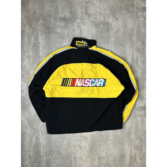 Vintage Nascar Nikon Two Tone Embroidered Logo Full Zip Nylon Jacket Size XL