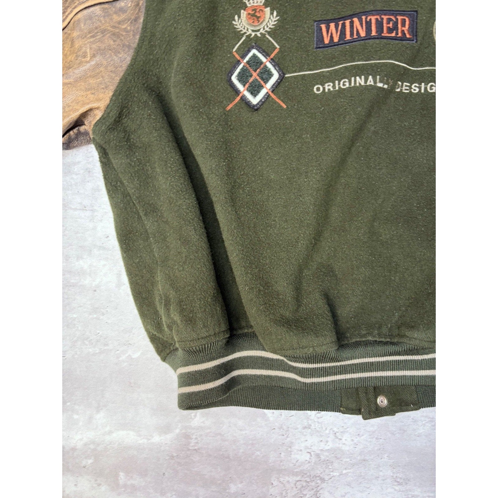 Vintage 90s Chevignon Winter Embroidered Spellout Varsity Bomber Jacket Size XL
