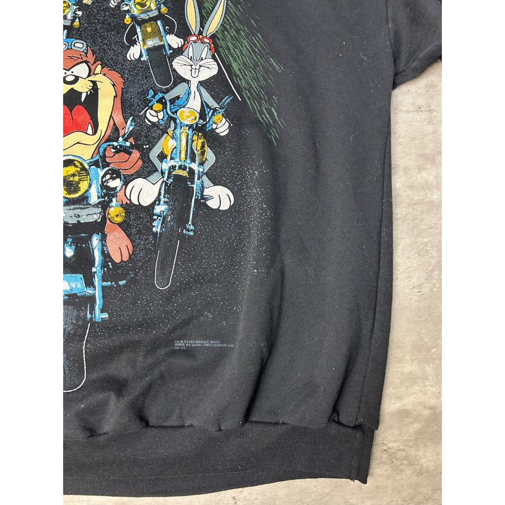 Vintage 1994 Looney Tunes Motorcycle Cartoon Character Graphic Sweatshirt Sz XL