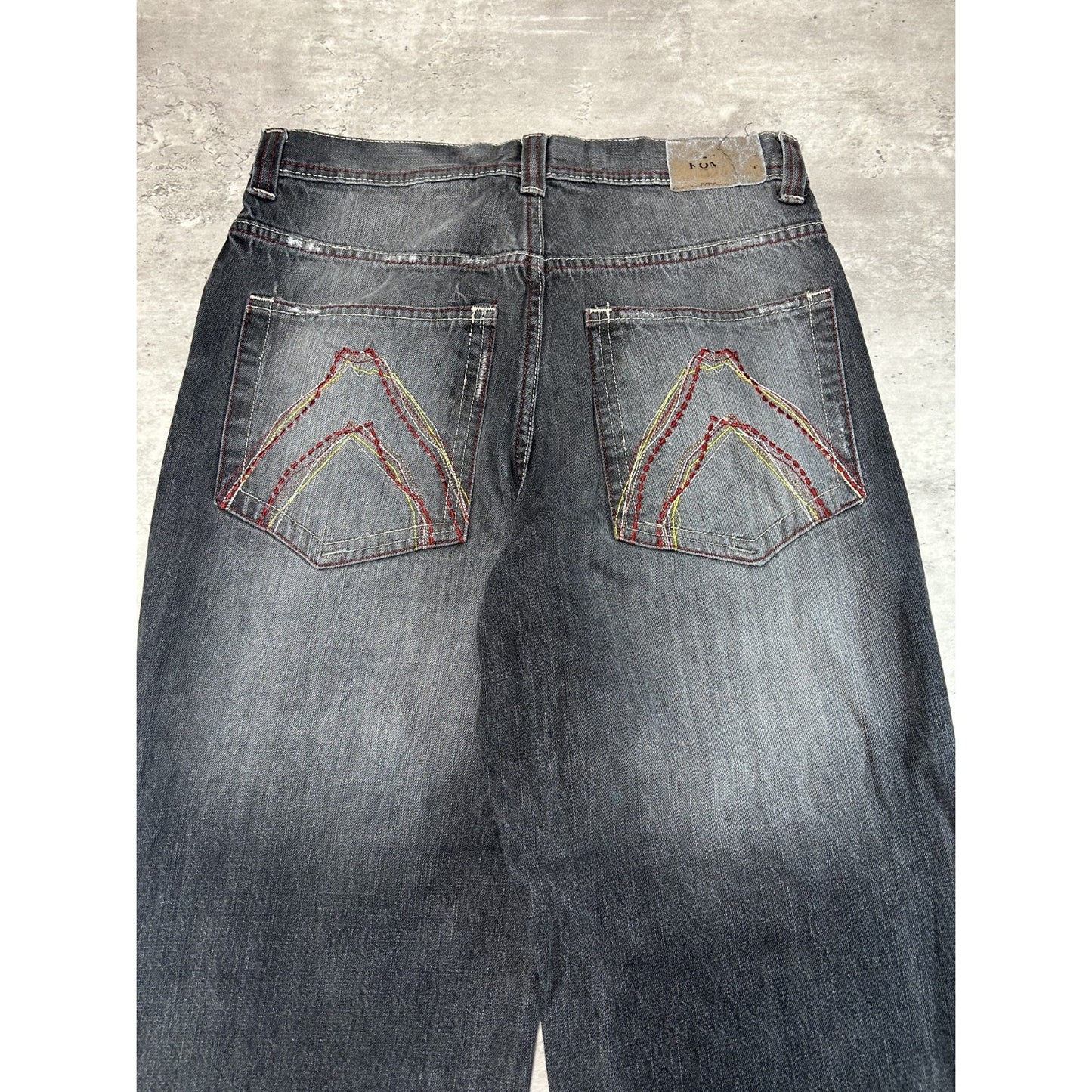 Vintage Y2K Koman Jeans Baggy Fit Faded Black Denim Pants Size 32