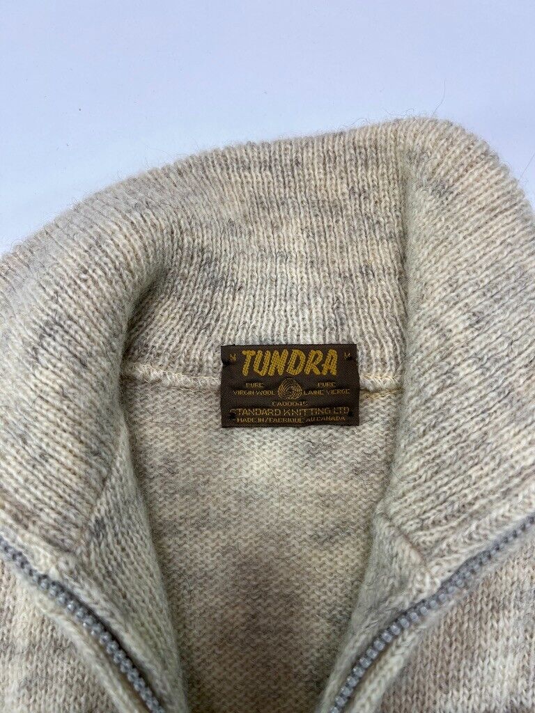 Vintage 90s Tundra Abstract Pattern Full Zip Knit Sweater Size Medium