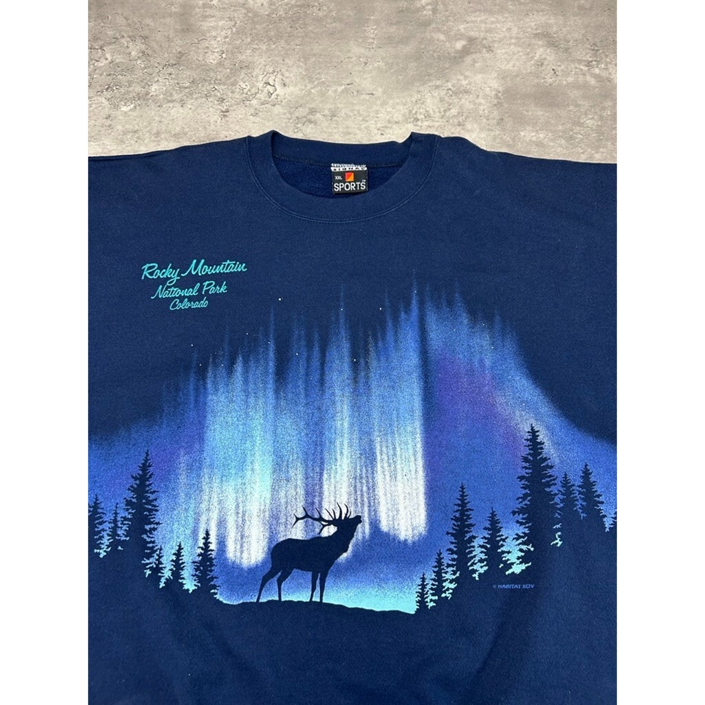 Vintage 90s Rocky Mountains Nature All Over Print Destination Sweatshirt Size XXL