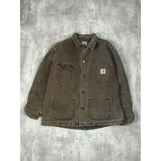 Vintage 90s Carhartt Blanket Lined Canvas Workwear Chore Jacket Size XL