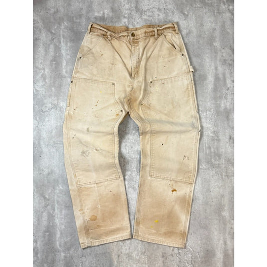 Vintage Carhartt Canvas Workwear Double Knee Carpenter Pants Size 38 Beige